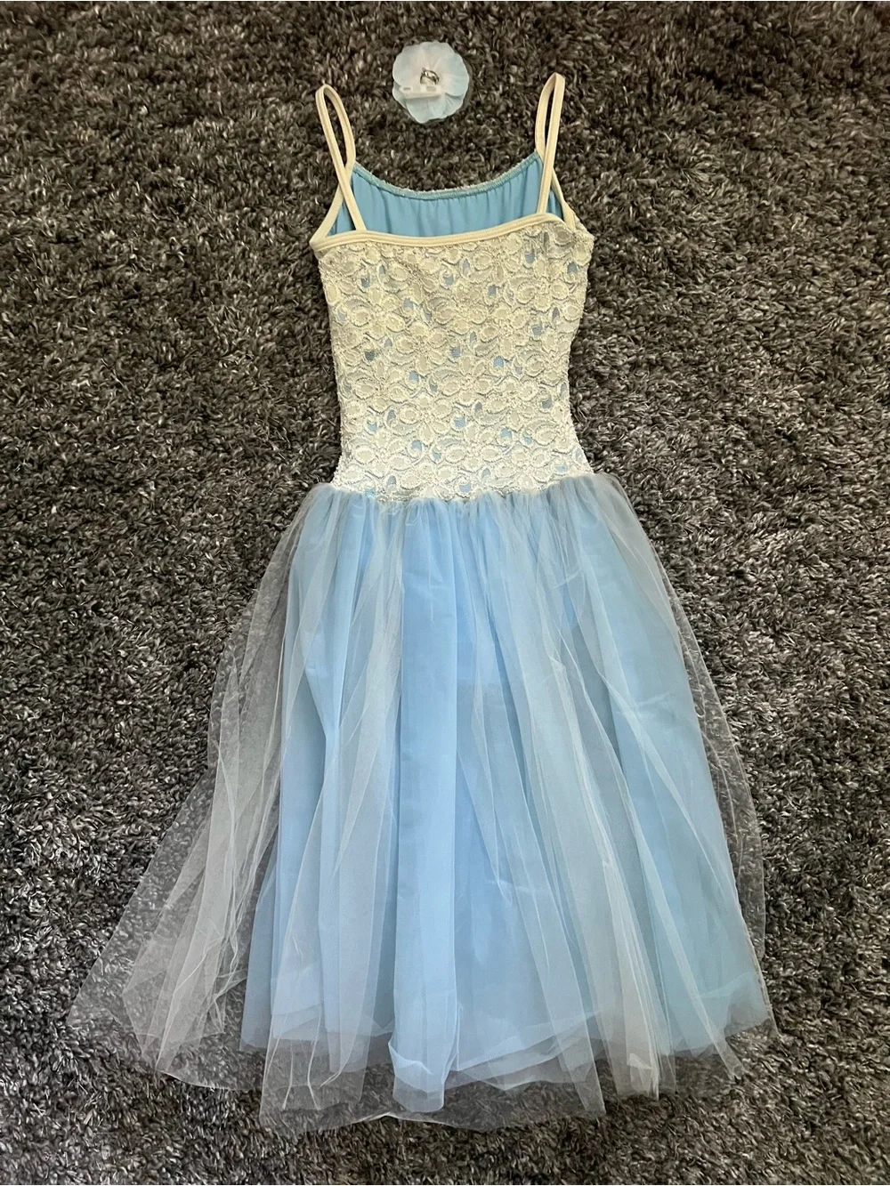 Weissman Light Blue and Ivory Tulle Floral Ballet Costume - adult small